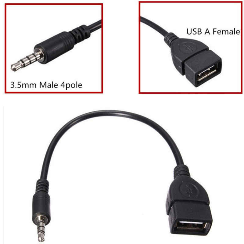 Car 3.5 to USB female port adapter cable aux3.5 car OTG audio cable aux to USB female USB USB flash disk connection