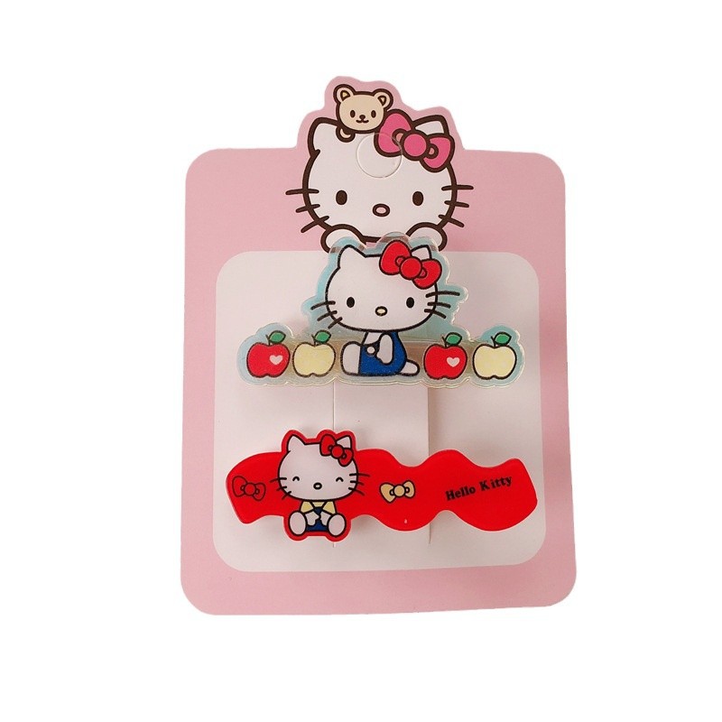 Nuevos lindos clips de pelo acrílico gatito dulce chica arco rojo clips de pelo lateral rasgado clips frangeo