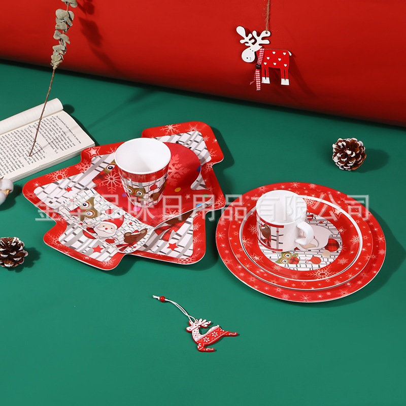 Fabricantes transfronterizos de melamina platos de mesa tazas de Navidad con tazas de mango tazas de alta temperatura al por mayor