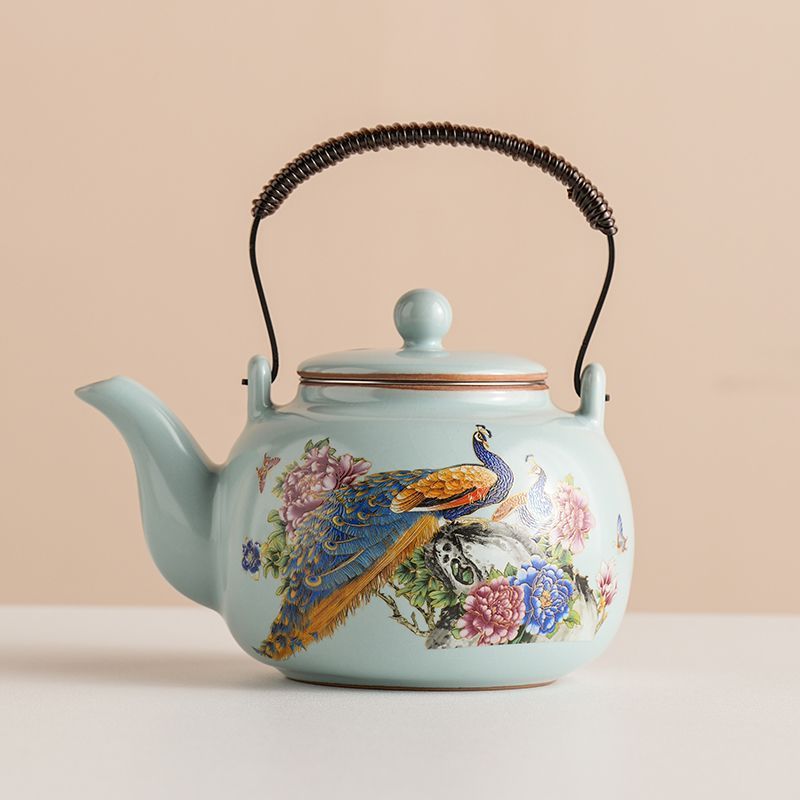 Nuevo tipo de horno Ru cerámica de alta capacidad tetera de té de alta calidad, tetera de té de kung fu separable y filtrada, tetera de té retro Liang