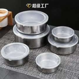 厂家直销饭盒保鲜盒不锈钢五件套带盖圆形密封冰箱收纳家用