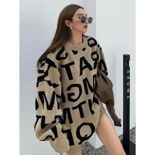 Cross-border 2024 sweater women's autumn and winter new design sense loose lazy wind long knitted jacket a generation of hair