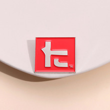 红色简约百搭英文自提金属徽章胸针服装配饰领针方形符号趣味勋章