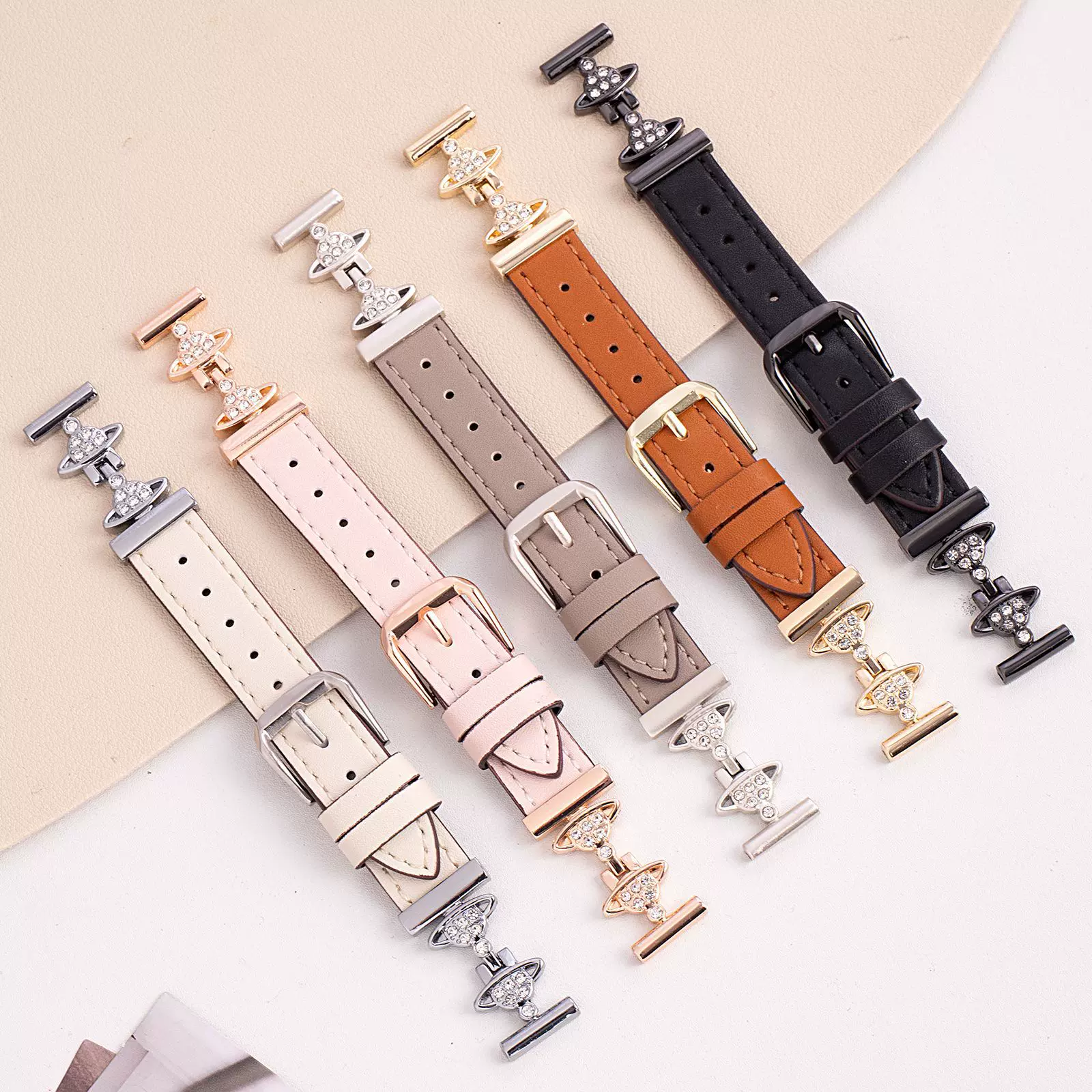 适用applewatch9新款s10苹果手表s8土星西太后金属拼皮带女款表带