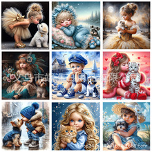 5D热销新款钻石画马赛克画可爱小女孩 卧室客厅钻石画跨境厂家直