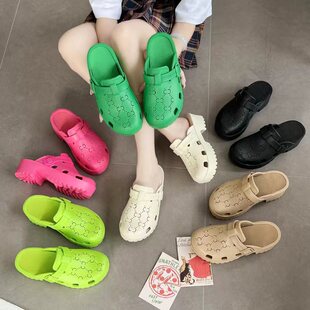 Eva Closed-Toe Slippers for Women, Chanel Style, Summer Sweet Non-Slip Home Slippers, Thick-Soled Comfortable Versatile Slippers for Women