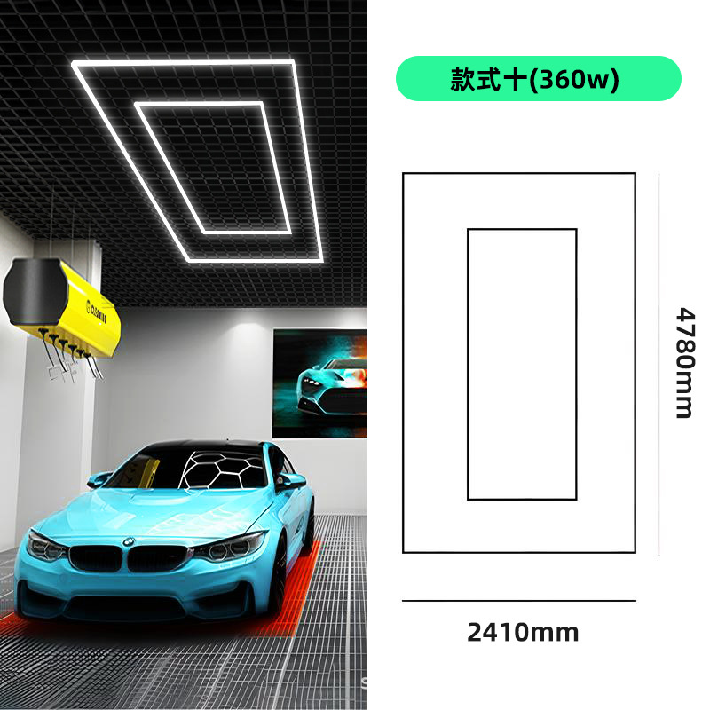 Lámpara de trabajo para estación de lavado de autos de aluminio, luz de panal para estética automotriz, luz LED para taller 4S, luz de techo para taller de reparación, luz diurna para lavado de autos