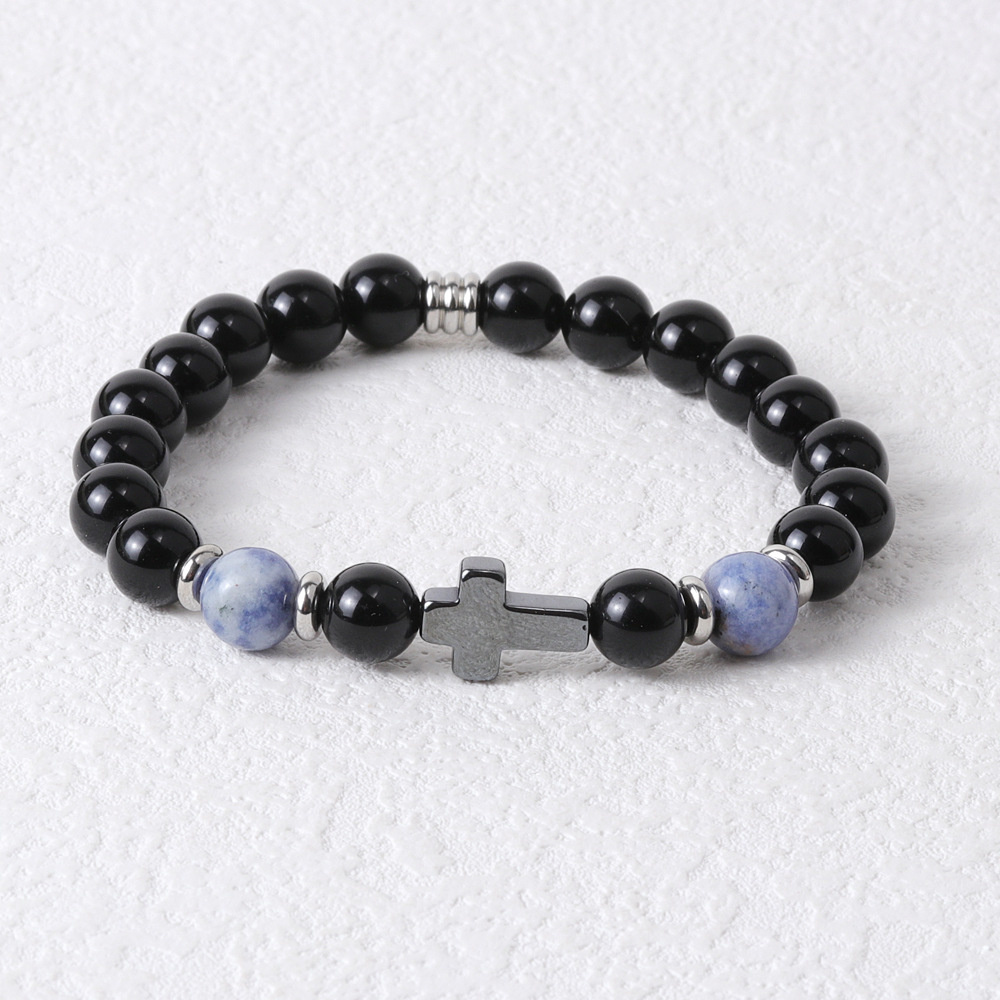 Beaded, Handmade Design Hip-Hop Retro Round Natural Stone Beaded Handmade Men's Bracelets Men Beaded Bracelets