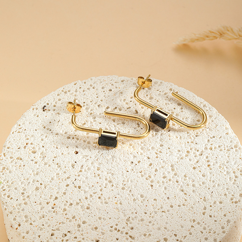 10g Weight Titanium Steel Ear Needle Material Ear Studs Classification 1 Pair Quantity Daily, Street Occasion Titanium Steel Material Geometric Pattern All Seasons Season Women's Gender Plating Design Retro, Commute Style 1 Pair Retro Commute Geometric Plating Titanium Steel Ear Studs 30