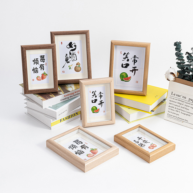 木質中空立體相框擺台卡紙diy手工標本尺寸創意logo照片畫框相框