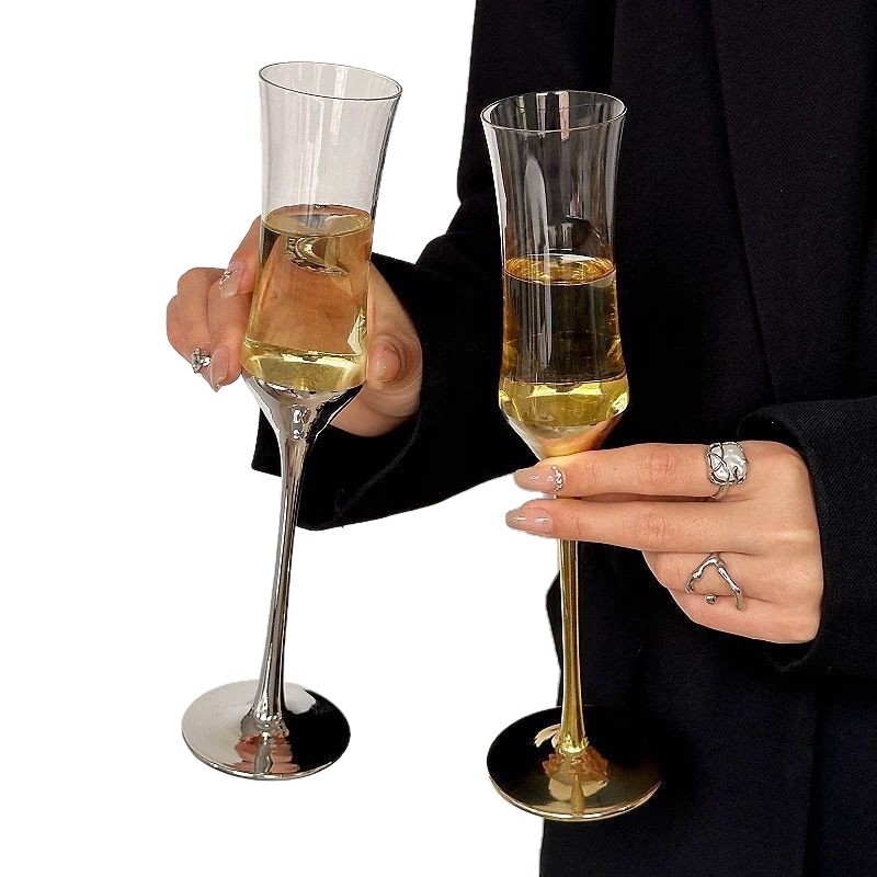 Taza de champán de alto valor de cintura, taza de burbujas de vidrio de cristal, taza de vino tinto espumante, regalo de boda