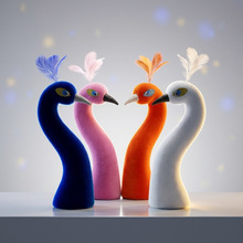 吉祥植绒孔雀头模型花艺开业花篮鲜花包装材料婚庆婚车装饰跨境