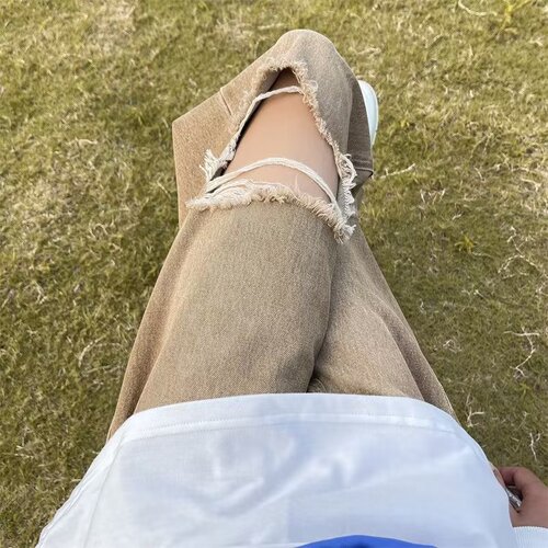 Urban Style Men's Spring and Autumn 2024 New Arrival Jeans Hip-Hop Instagram Trendy Streetwear Cool and Edgy Pant