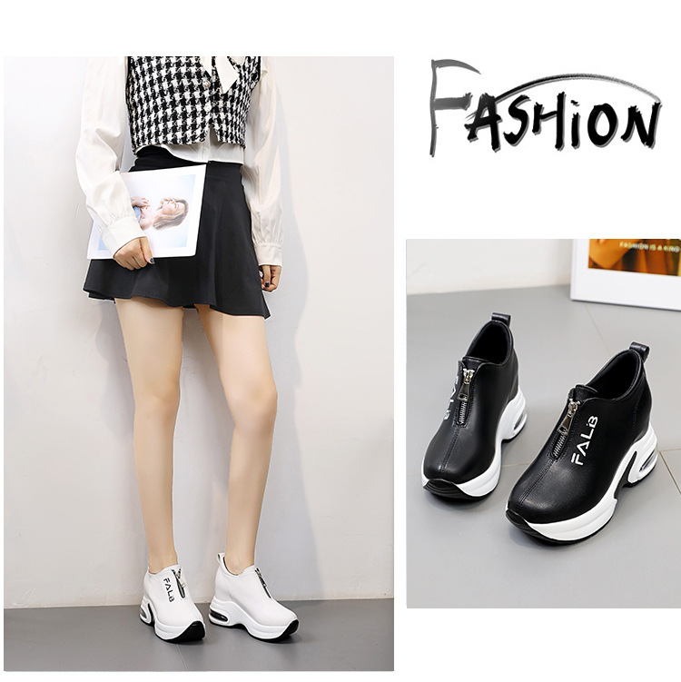 Casual Leather Platform Trainers With Hidden Heel For Women_voghion.com