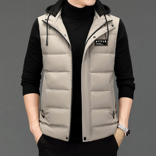 Winter Men's Casual Vest Winter Zipper Cardigan Hooded Youth Fashion Thickened Solid Color Men's Wholesale Hair