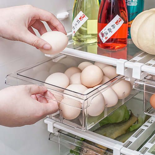 Refrigerator storage box, drawer-style transparent partition egg tray, rectangular fruit preservation cooling storage box without lid