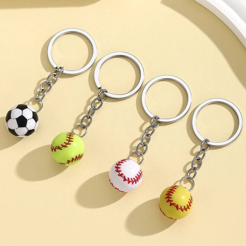 New 3D Stereo Sports Football Baseball Softball Keychain World Cup Football Small Gift Pendant Accessories