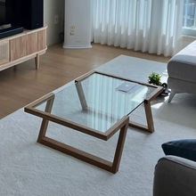 日式实木透明钢化玻璃小户型家用客厅茶几简约现代艺术镜面小桌子