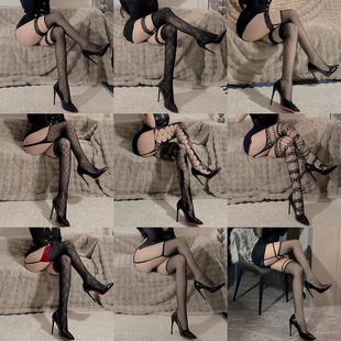 [Homemade Collection] Sexy Pure Sling Sting Sexy Sting Sting Black Silk Stockings Knee Hollow Fishnet Stockings