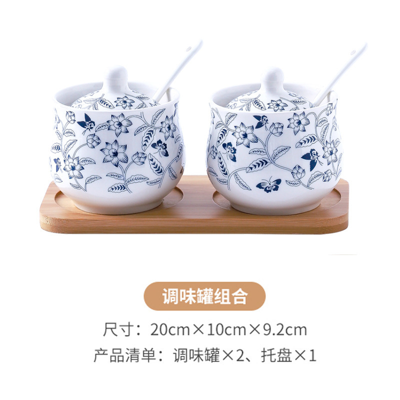 饭店家用陶瓷耐高温辣椒罐醋壶酱油壶味精罐盐罐调味罐酱油醋送勺|undefined