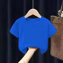 2024夏装新款男童女童纯色短袖T恤夏季中小儿童装圆领打底衫上衣