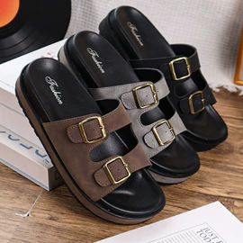 厚底拖鞋;平底拖鞋;男式一字拖