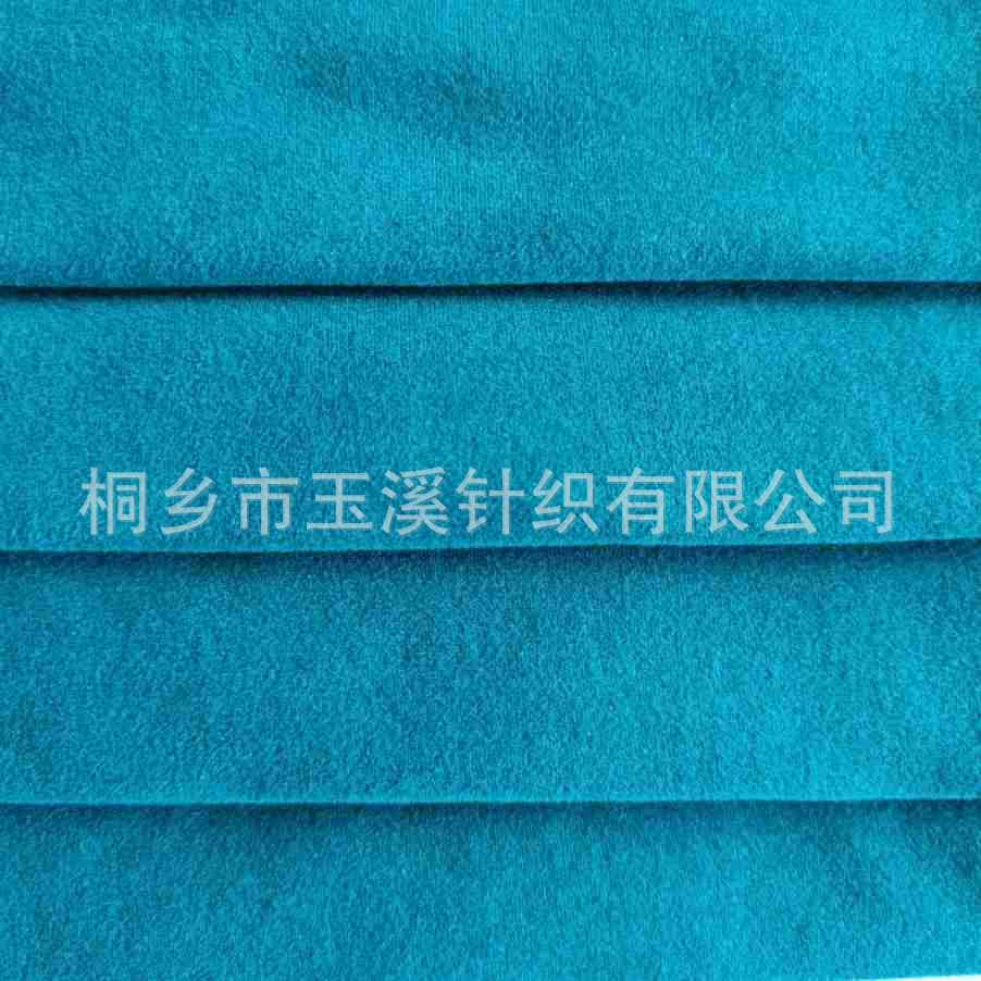 厂家直销260克抓毛棉人棉氨纶1*1罗纹布弹力面料针织螺纹拉毛布料