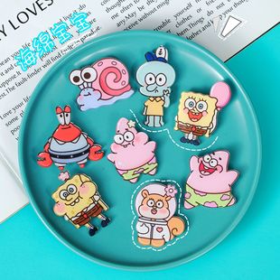 Ins Cute Cartoon Spongebob Brooch Acrylic Small Gift Decoration Badge Bag Accessories Pin Pendant