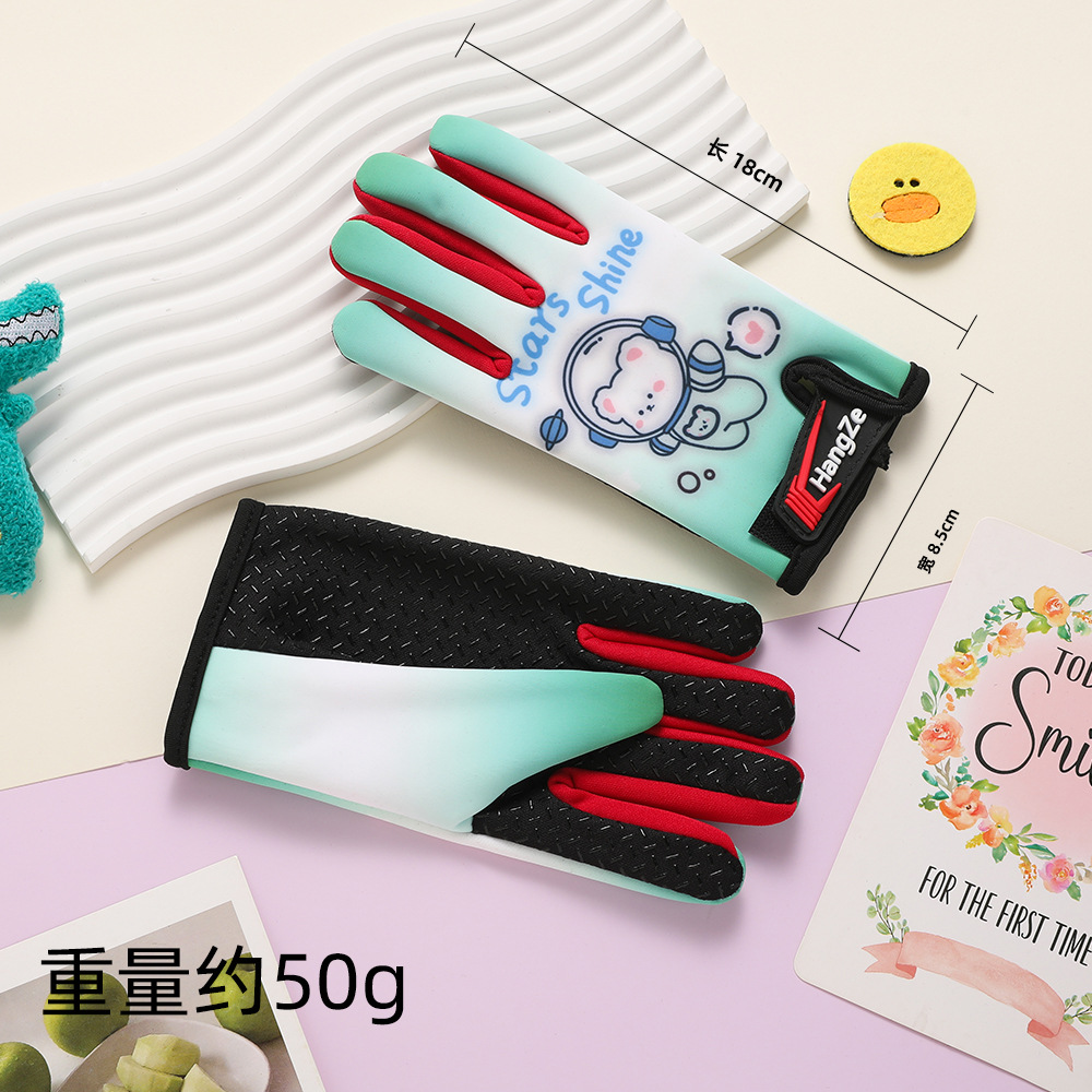 Guantes para niños otoño y invierno estudiantes a prueba de viento dibujos animados de terciopelo caliente guantes de grasa al aire libre a prueba de frío