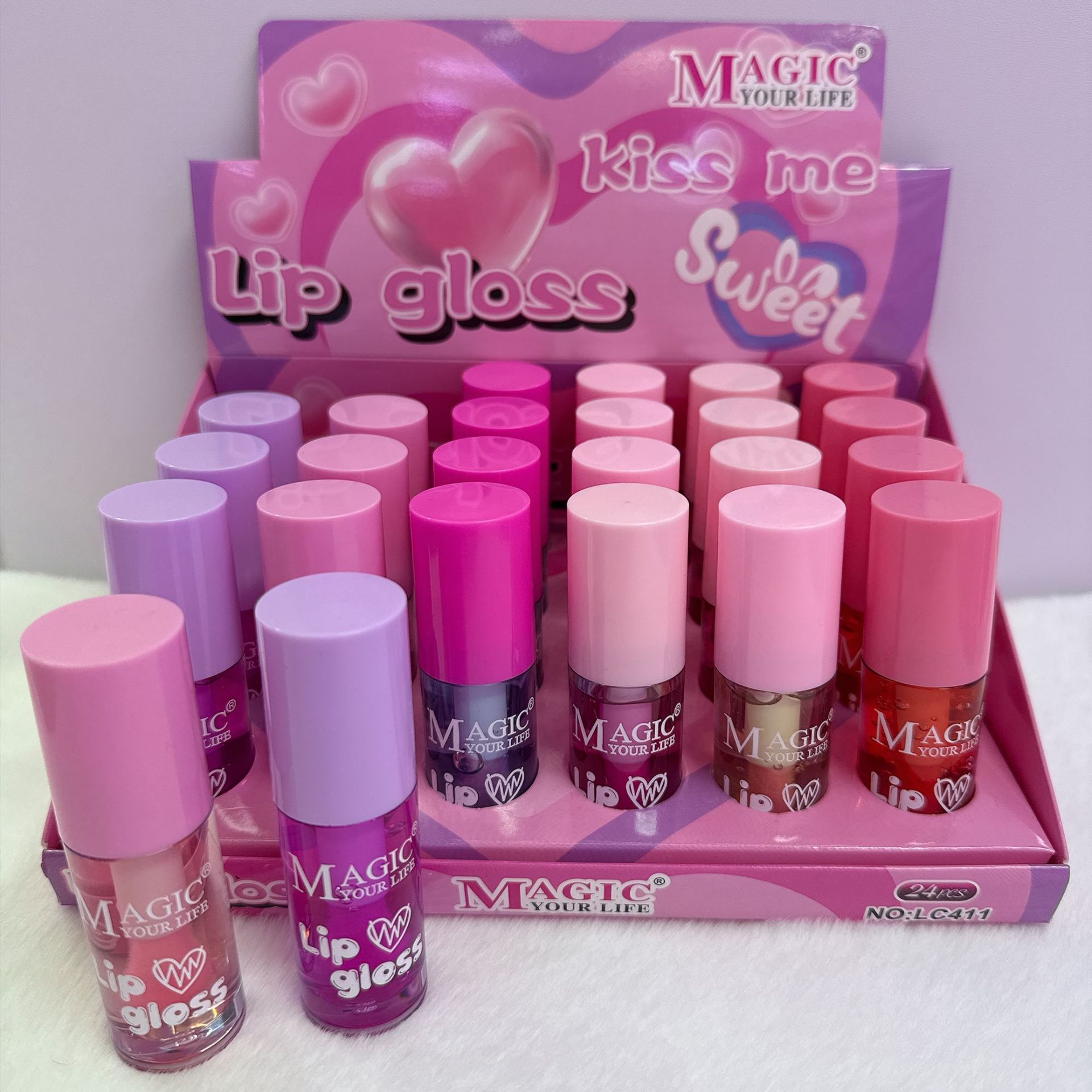 MAGIC lindo dibujos animados hidratante hidratante luz de agua lápiz labial agua hidratante esmalte de labios espejo de luz de agua brillo de labios de vidrio brillo de labios