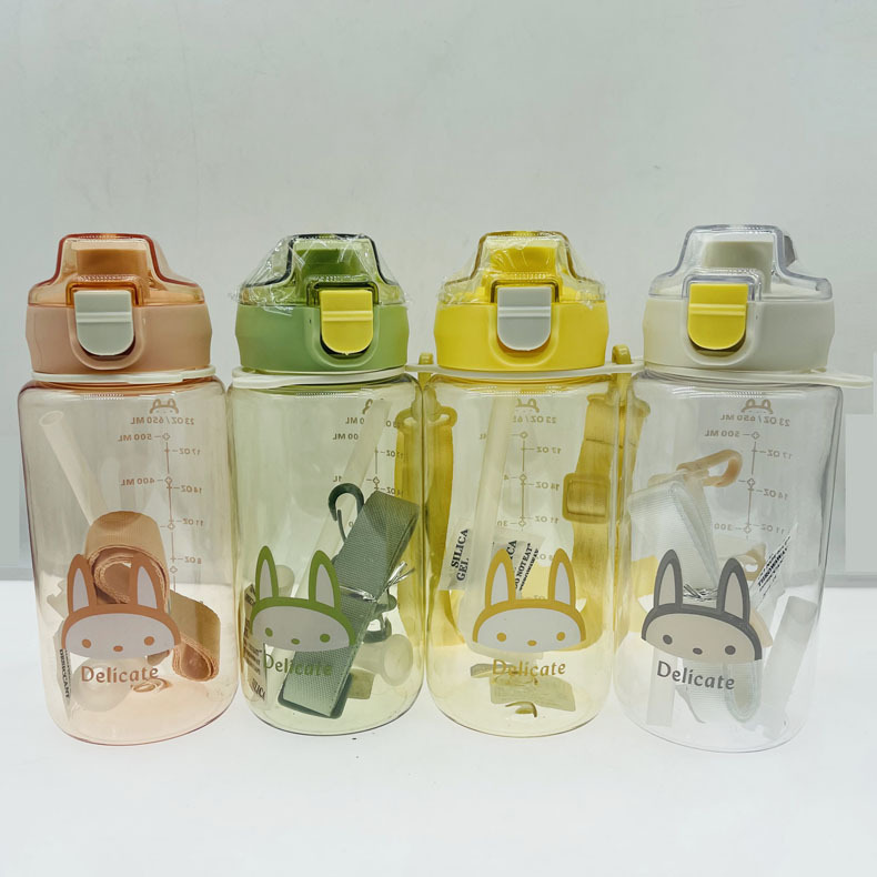 Chengfeng gran vientre taza 650ml hervidor portátil niñas deportes paja estudiante red de plástico rojo agua