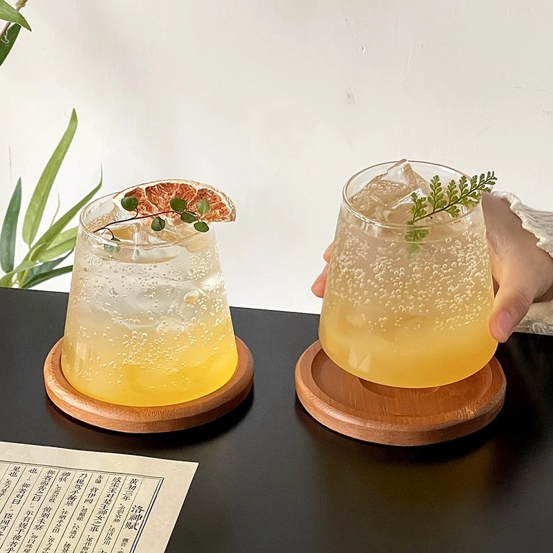 Taza japonesa Fuji de alto valor doméstico resistente a altas temperaturas simple y transparente hielo americano taza de café de leche taza de vidrio