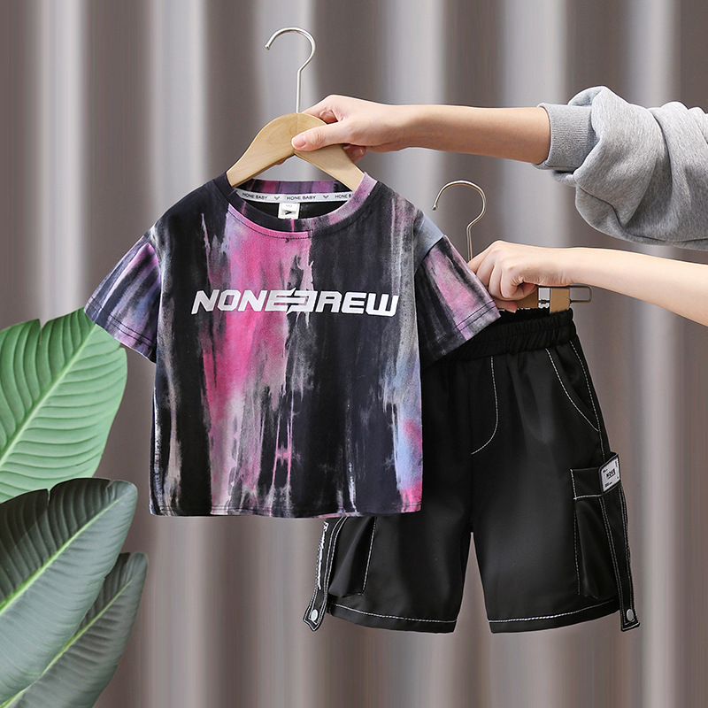 7222 Traje de verano para niños 2025 Nuevos pantalones cortos de manga corta de verano para niños de moda