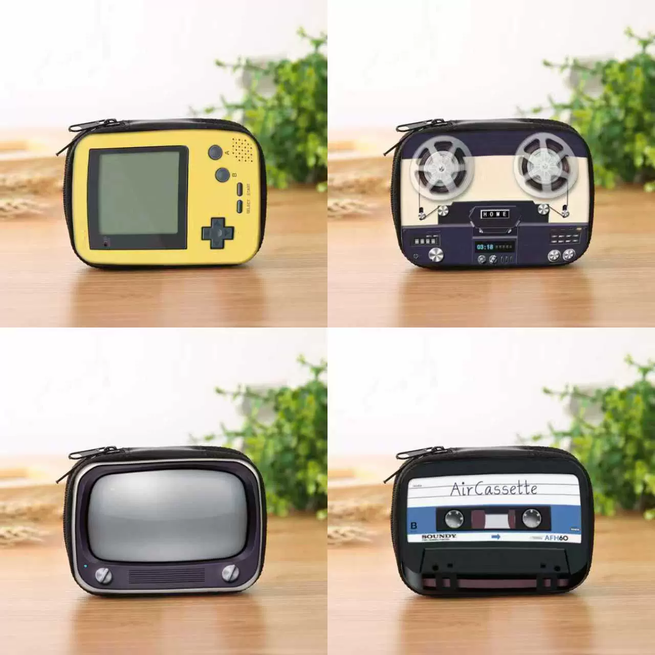 圣诞节日卡通图案零钱包复古怀旧小型迷你零钱包多功能拉链收纳盒