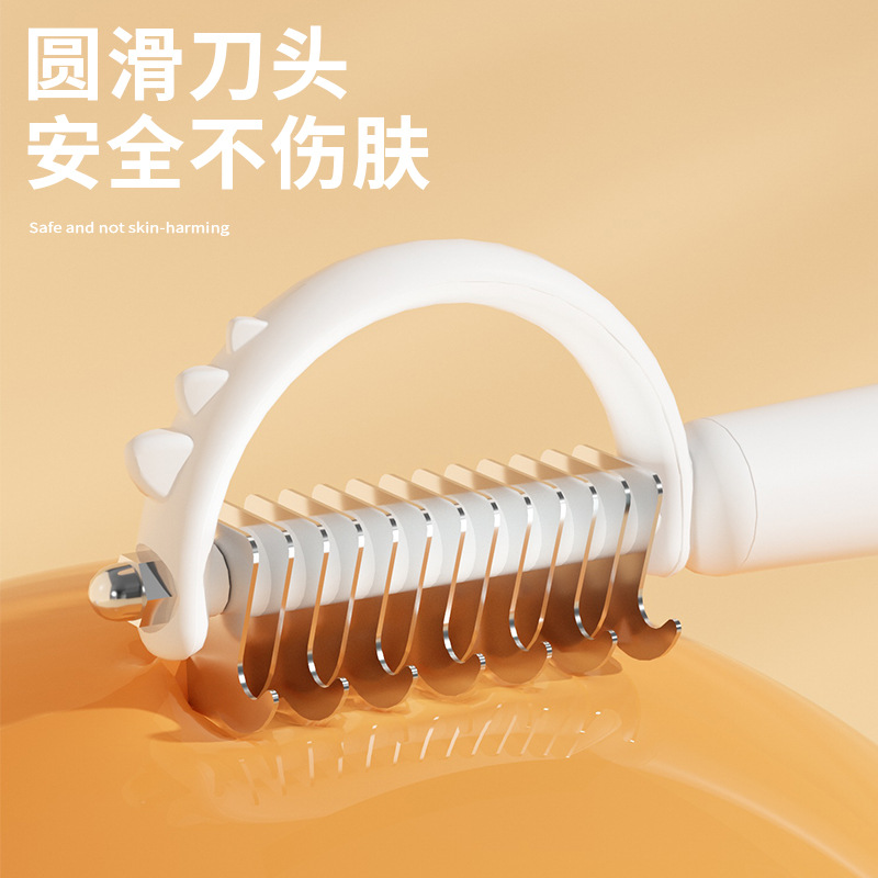 Pequeño dinosaurio de un botón de peinado para perros para eliminar el pelo flotante, peinado especial de limpieza y belleza para mascotas