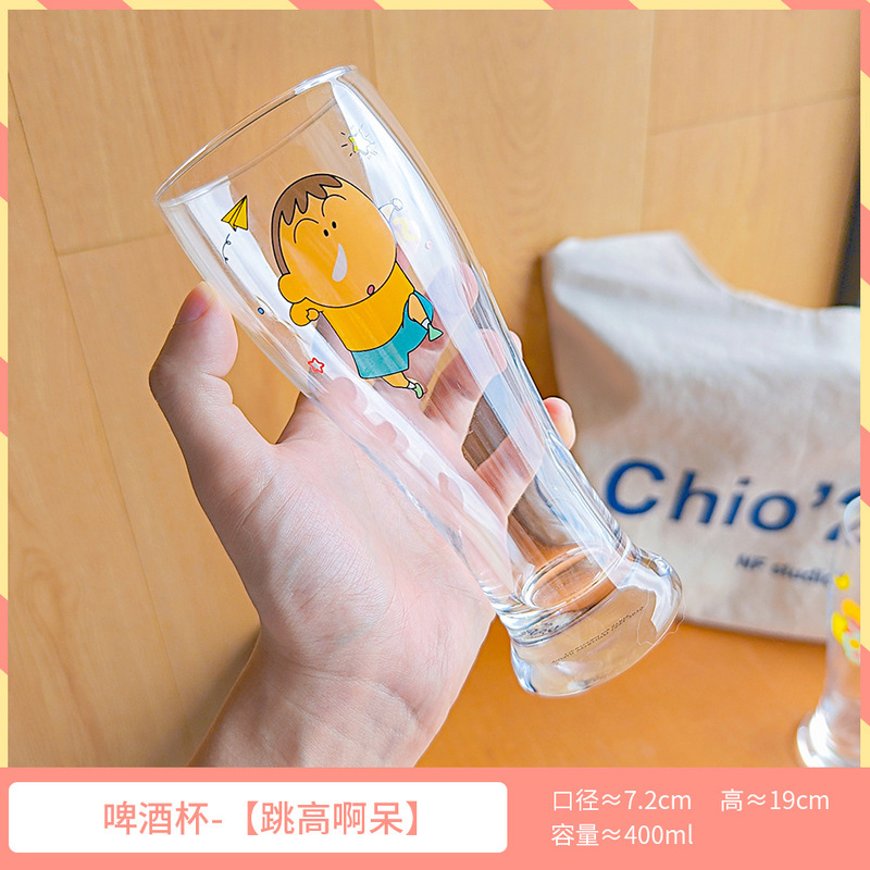 クレヨンしんちゃん ガラスビールカップ 家庭用ウォーターカップ 2025 新しい高価値かわいいジュースカップ 冷たいドリンクカップ|undefined