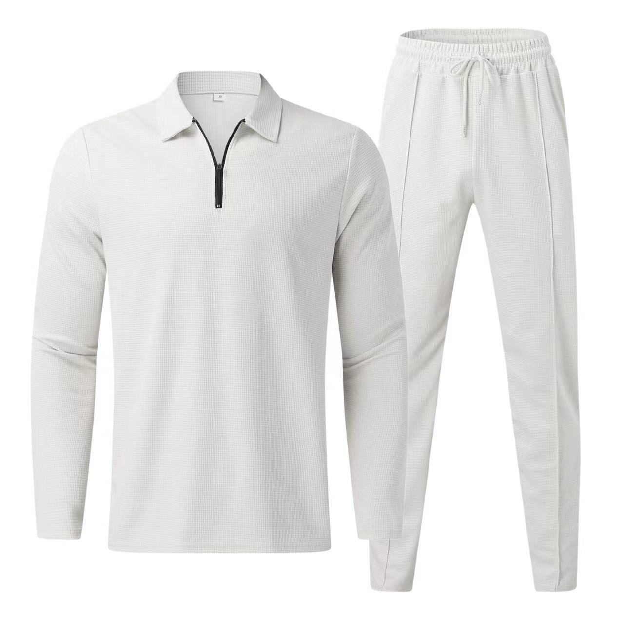 Men's Half-zip Activewear Set Long Sleeve Top And Pants For Gym_voghion.com