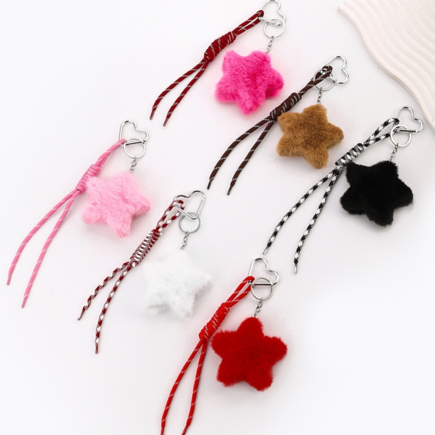 18g Weight Bag Charms Bag Accessories Type Heart Clasp Closure Clasp Closure Type 1 Piece Quantity Daily Occasion Plush Material Unisex Festival Star Pattern Cute Style 1 Piece Plush Star Heart Clasp Closure Bag Charms 2