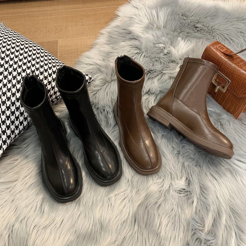 Slim Women's Boots 2025 Autumn Winter Summer Thin Single Boots Martin Boots Thick Sole Versatile British Style Short Boots