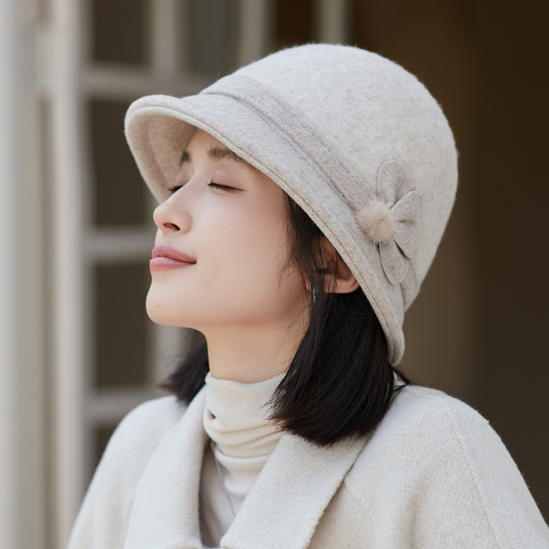 韩版仿羊毛保暖渔夫帽秋冬季帽子女优雅英伦风盆帽复古百搭水桶帽|undefined