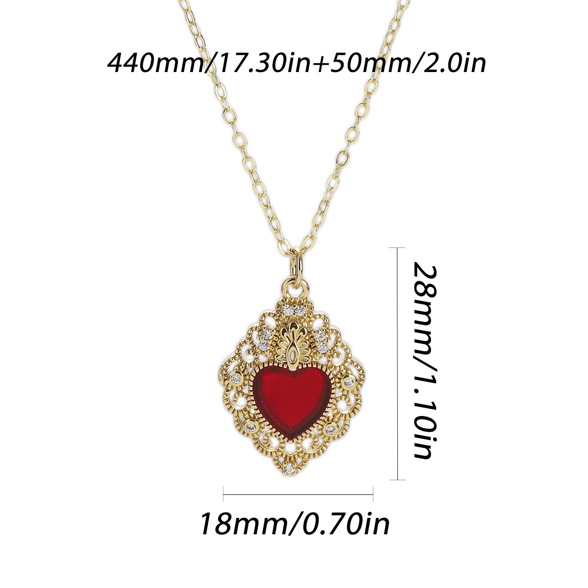 17g Weight Pendant, Chain Jewelry Making Type Copper Chain Material 1 Piece Quantity Holiday, Street Occasion Copper Material Heart Shape Pattern Unisex Gender Plating Design Retro, Simple Style Style 1 Piece Copper Heart Shape Pendant Chain 11