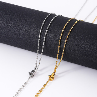 Cross-border stainless steel gypsophila necklace women's 18K furnace gold plating simple fashion jewelry men's plain chain wholesale