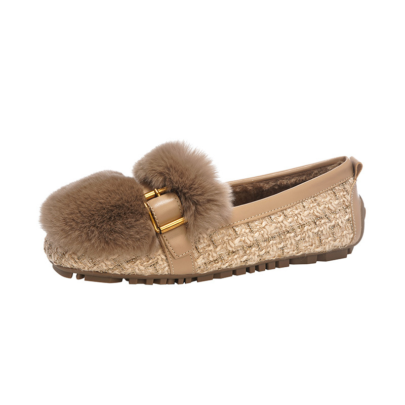 Otoño e invierno 2024 nuevos zapatos de guisantes de fondo plano para mujer más zapatos de lana cálidos de terciopelo para mujer zapatos de gran tamaño para el invierno 41-43 image 6