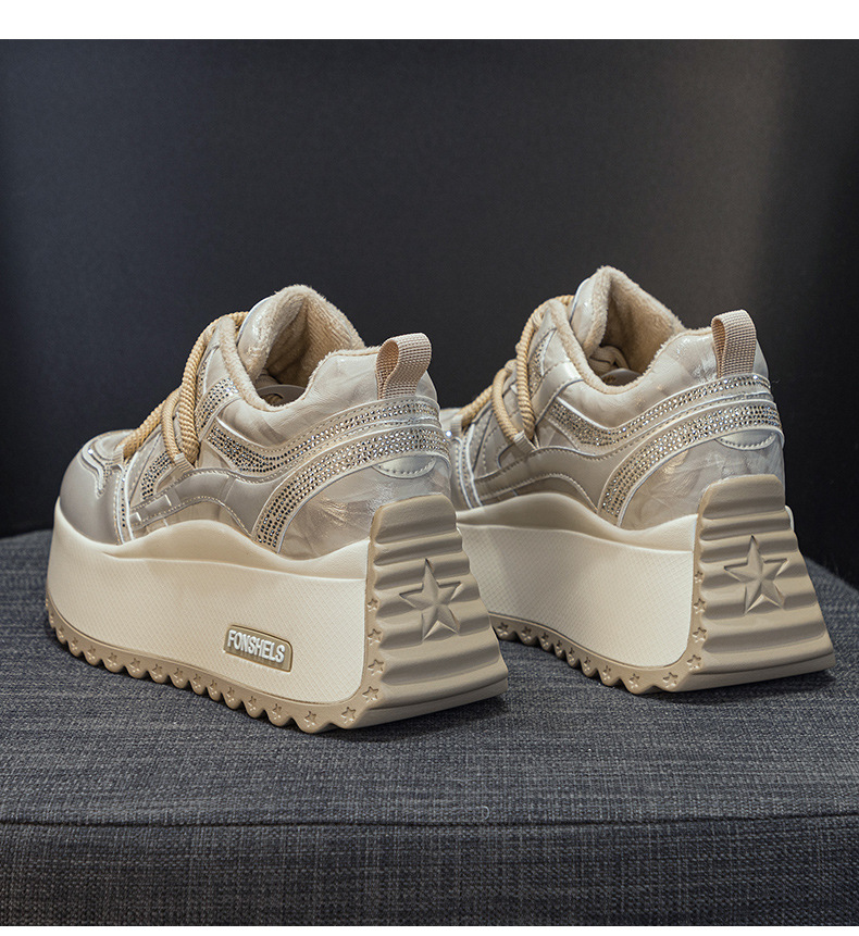 Giày sneaker nữ đế dày chunky phong cách cổ điển phối màu thời trang — M2992-1 plus nhung màu sâm panh, M2992 lót đơn màu sâm panh, M2992 lót đơn màu tím, M2992-1 plus nhung tím chi tiết 16