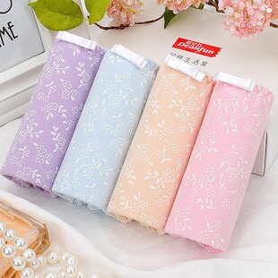 Dieanfen women's underwear ladies genuine waist boxer elastic cotton small floral cute underwear 4 boxed
