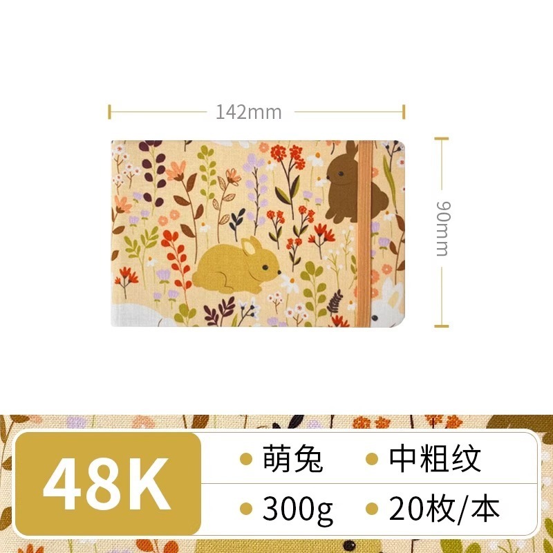 Feilenuo 生地水彩ブックポータブル旅行空白スケッチブック手作り水彩紙ルーズリーフ絵画ブック木材パルプアート|undefined