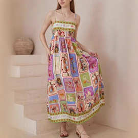 Best-selling printed halter dress畅销印花抹胸吊带裙跨境欧美