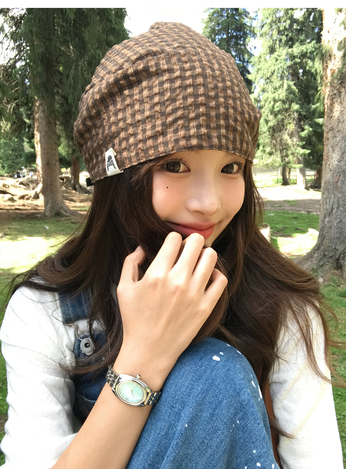 Vintage-Karomütze für Damen, dünn, für den Sommer, für großen Kopfumfang, elegant, vielseitig und lässig._voghion.com