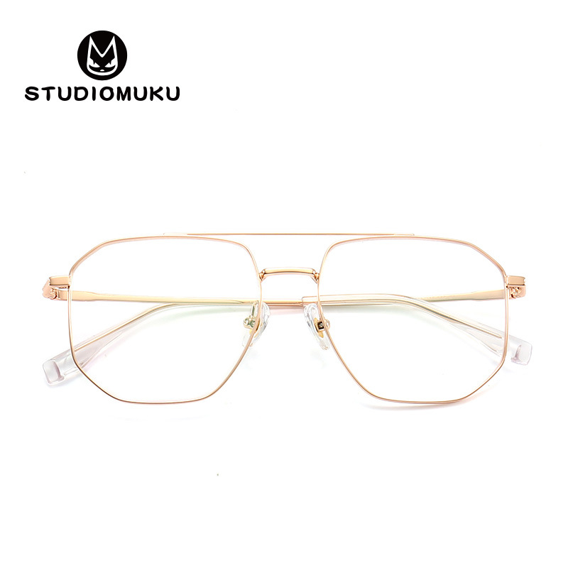 STUDIOMUKU gafas frescas de madera estructura exquisita y Marco de doble viga parcial moda negocio miopía gafas