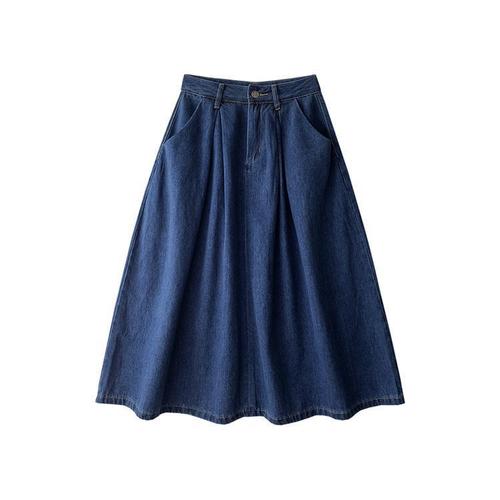 Vintage Cowboy Half-Length Skirt for Women High-Waist A-Line Maxi Umbrella Skirt XS Tall-Heeled Summer Blue for Short Women
